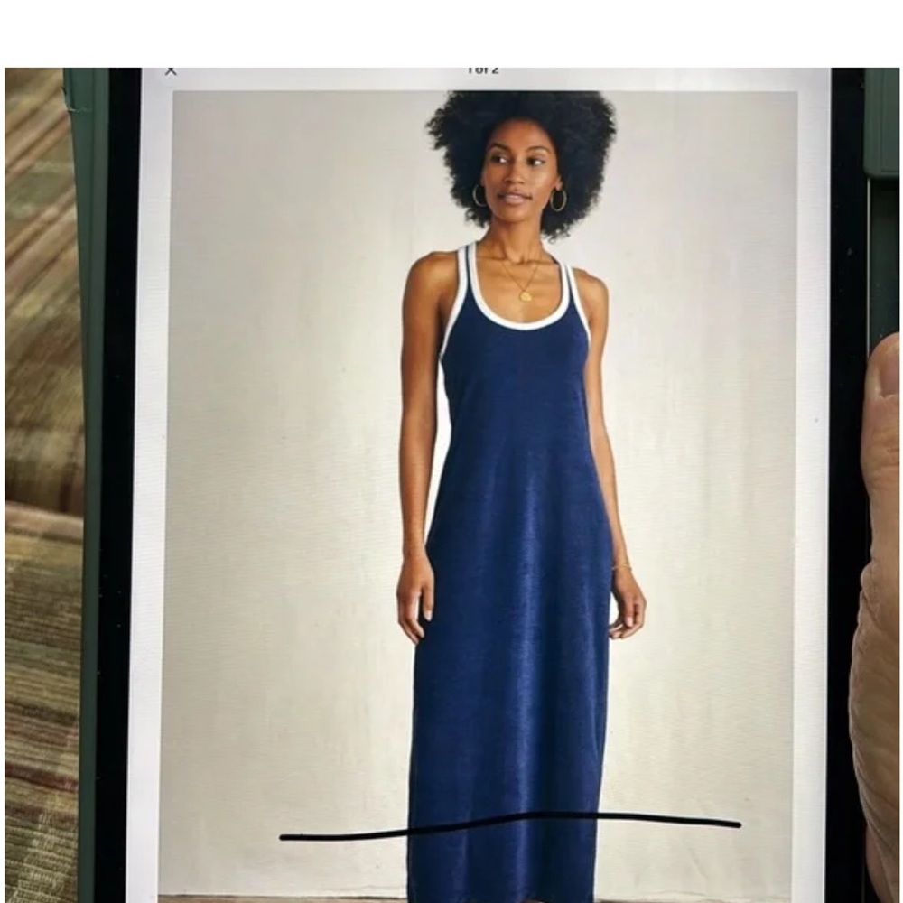 Faherty Deep Blue Sleeveless Dress terry cloth xl - Picture 2 of 2